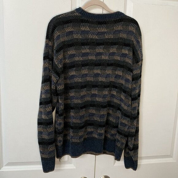 Vintage Britches Chenille Sweater Mens L Stripe Grandpa 90s Knit - Picture 6 of 8